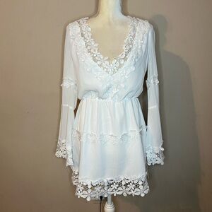 ⭐️Choies White Lace Trim V-Neck Dress